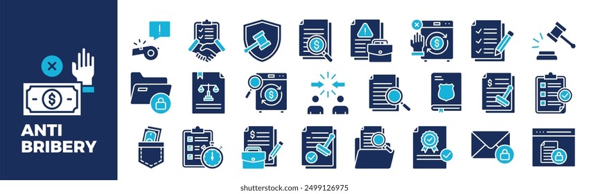 Anti-Bribery Icon Set For Design Elements, business, corruption, money, crime, bribery	