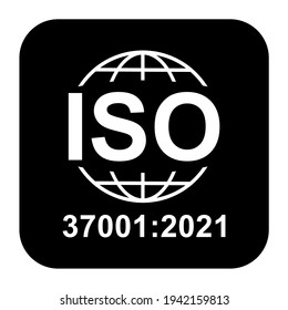  Anti-Bribery Management Systems. Standard quality symbol. Vector button sign isolated on black background .