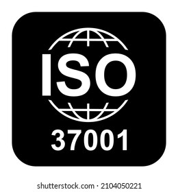 Anti-Bribery Management Systems. Standard quality symbol. Vector button sign isolated on black background .