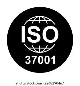 Anti-Bribery Management Systems. Standard quality symbol. Vector button sign isolated on black background .