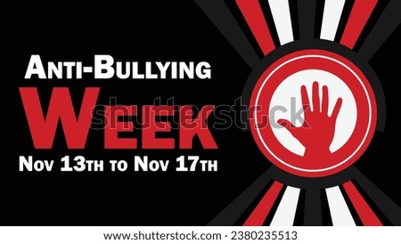 Anti-Bullying Week vector banner design. Happy Anti-Bullying Week modern minimal graphic poster illustration.