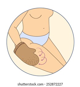 Anti-cellulite massage of a hip