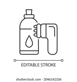 Anticellulite massager linear icon. Massaging legs and buttocks. Lipolysis. Portable tool. Thin line customizable illustration. Contour symbol. Vector isolated outline drawing. Editable stroke