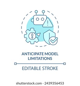 Anticipate model limitations soft blue concept icon. Prompt engineering tips. Keep in mind restrictions. Round shape line illustration. Abstract idea. Graphic design. Easy to use in article