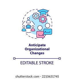 Anticipate Organizational Changes Concept Icon. Business Strategy Prediction Abstract Idea Thin Line Illustration. Isolated Outline Drawing. Editable Stroke. Arial, Myriad Pro-Bold Fonts Used