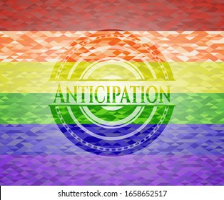 Anticipation lgbt colors emblem. Vector Illustration. Mosaic.