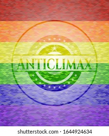 Anticlimax on mosaic background with the colors of the LGBT flag