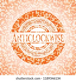 Anticlockwise abstract emblem, orange mosaic background