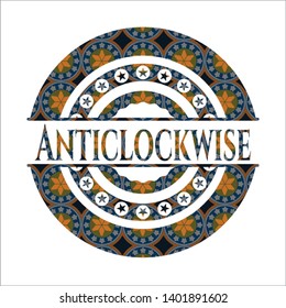 Anticlockwise arabesque style badge. arabic decoration.