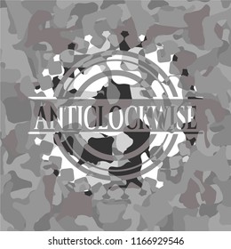 Anticlockwise on grey camo texture