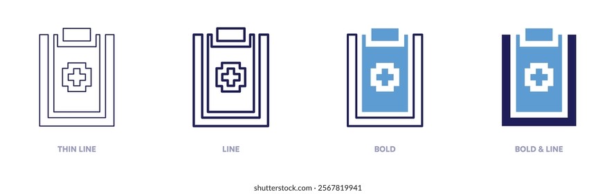 Anticoagulant icon in 4 different styles. Thin Line, Line, Bold, and Bold Line. Duotone style. Editable stroke.