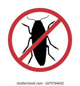 Anti-cockroach, pest control, destruction of parasites, stop insect (vector, black contour, isolated, white background)