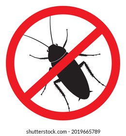 Anti-cockroach, pest control, destruction of parasites, stop insect vector, black contour, isolated white background

