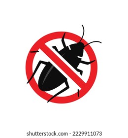 Anti-cockroach sign for health, insecticide, no cockroach symbol.