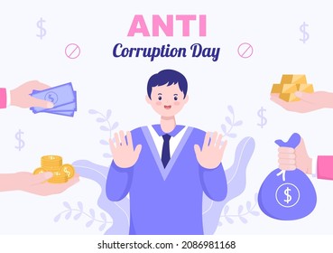 Anti-Corruption Day Flat Vector Illustration which is commemorated every 9 December to urge the public to stop giving money 