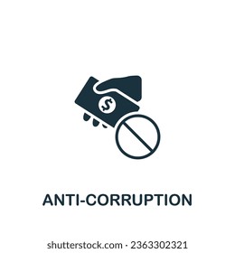 Anti-corruption icon. Monochrome simple sign from social causes and activism collection. Anti-corruption icon for logo, templates, web design and infographics.