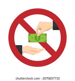 Anti-corruption sign. forbidden sign. Flat design vector illustration isolated on white background.