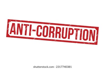 Sello ANTI-CORRUPCIÓN sello de goma roja sobre fondo blanco. Señal de sello de goma gruesa anti-CORRUPCIÓN.