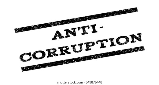 Anti-Corruption watermark stamp. Text tag between parallel lines with grunge design style. Rubber seal stamp with scratched texture. Vector black color ink imprint on a white background.