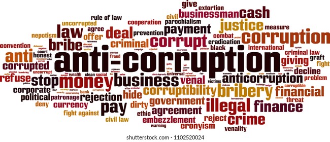 Anti-corruption word cloud concept. Vector illustration