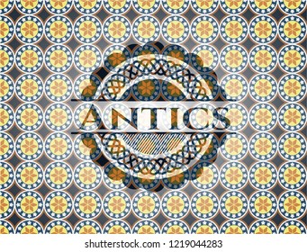 Antics arabesque style emblem. arabic decoration.