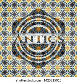 Antics arabic badge background. Arabesque decoration.