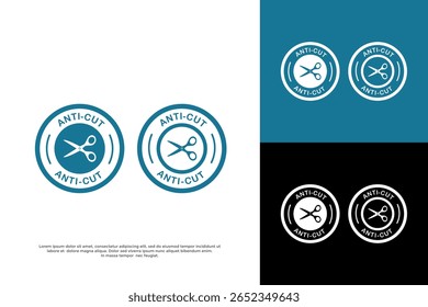 Anti-cut protection logo with scissors symbol. Ideal for safety and industrial applications.