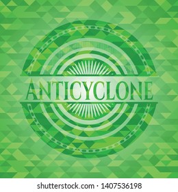 Anticyclone green emblem with mosaic ecological style background. Vector Illustration. Detailed.