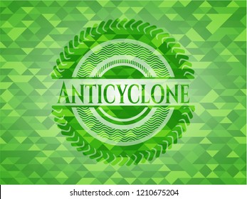 Anticyclone green emblem with triangle mosaic background
