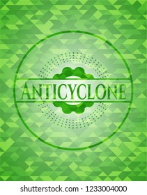 Anticyclone green emblem with triangle mosaic background