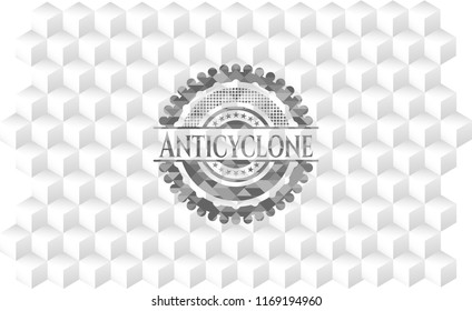 Anticyclone grey emblem with cube white background