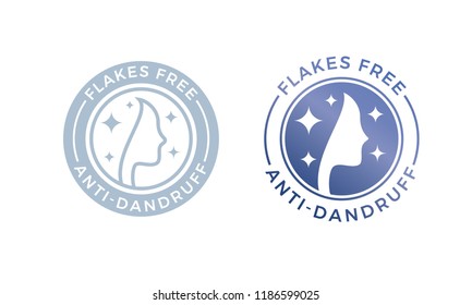 Anti-dandruff flakes free logo icon for shampoo. Vector hair oil dandruff design.