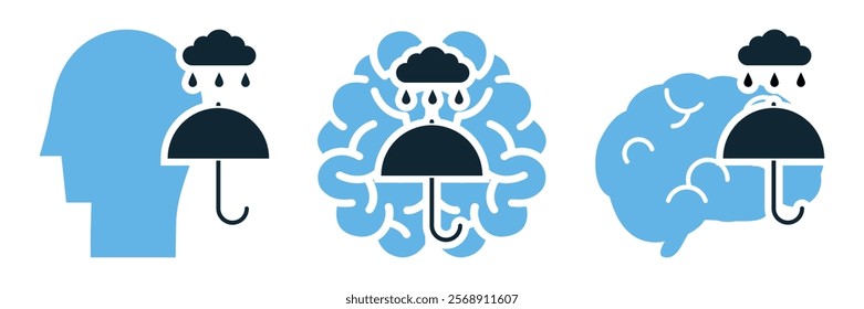 Antidepressant and Mood Regulation Protection from Negative Emotions, Mood Stabilization, and Emotional Resilience. Psychology Icons Vector for mental health awareness and personal development.