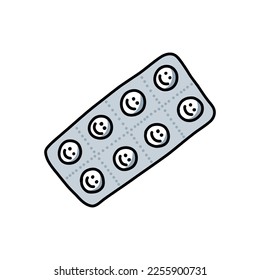 antidepressant pills doodle icon, vector illustration