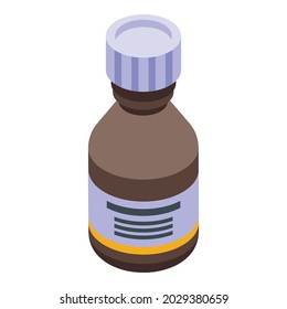 Antidepressant syrup icon isometric vector. Medicine bottle. Spoon dropper