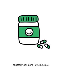 antidepressants doodle icon, vector illustration