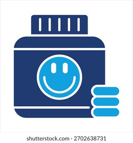 Antidepressants Flat Blue Icon Vector Illustration