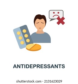 Antidepressants flat icon. Colored element sign from psychological disorders collection. Flat Antidepressants icon sign for web design, infographics and more.