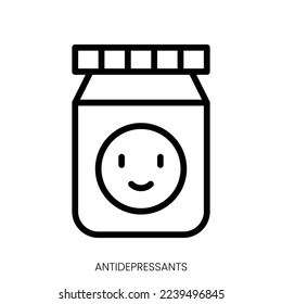 antidepressants icon. Line Art Style Design Isolated On White Background