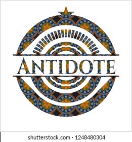 Antidote arabic style emblem. Arabesque decoration.