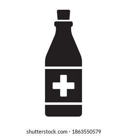 Antidote bottle with cure or remedy medicine flat vector icon for apps and websites