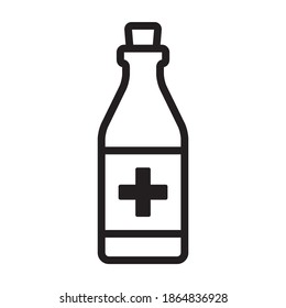 Antidote bottle with cure or remedy medicine line art vector icon for apps and websites