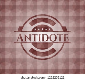 Antidote red seamless badge with geometric background.