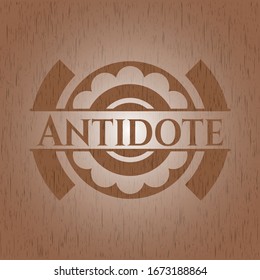 emblema de madera antídoto. Vintage. Ilustración vectorial.