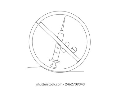 Anti-Drogen-Symbol.Anti-Drogen-Tag-Einzeilenzeichnung