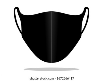 Anti-dust black face mask fabric template on white background, vector file