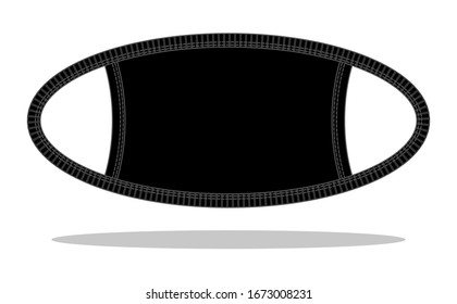 Anti-Dust Black Face Mask Fabric Vector For Template.