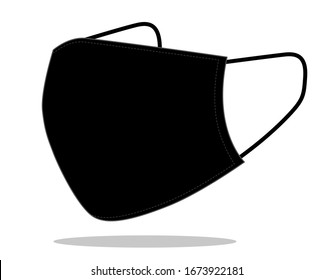 Anti-Dust Black Face Mask Fabric Template Vector For Template.