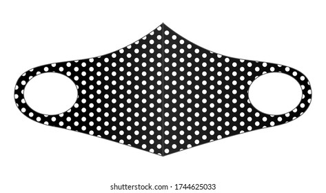 Anti-Dust Black Face Mask Fabric Design With White Dots Pattern Vector