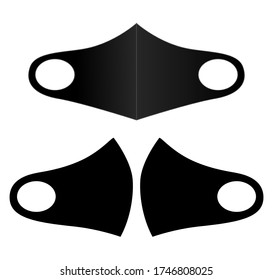 Anti-Dust Black Face Mask Fabric With Front And Side Views Vector